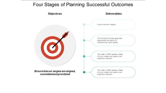 Four Stages Of Planning Successful Outcomes Ppt Powerpoint Presentation Visual Aids Diagrams