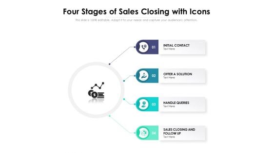 Four Stages Of Sales Closing With Icons Ppt PowerPoint Presentation Pictures Examples PDF