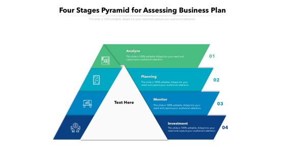 Four Stages Pyramid For Assessing Business Plan Ppt PowerPoint Presentation File Design Inspiration PDF