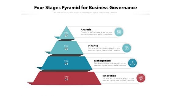 Four Stages Pyramid For Business Governance Ppt PowerPoint Presentation File Templates PDF