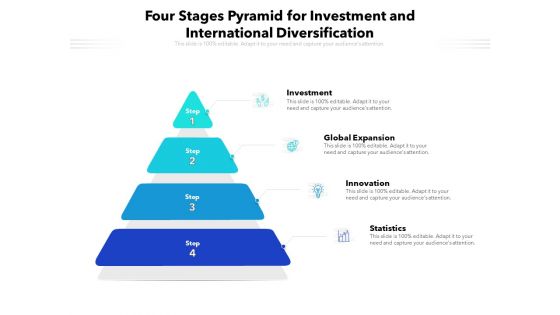 Four Stages Pyramid For Investment And International Diversification Ppt PowerPoint Presentation Gallery Images PDF