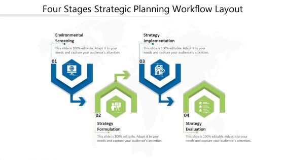 Four Stages Strategic Planning Workflow Layout Ppt PowerPoint Presentation File Good PDF