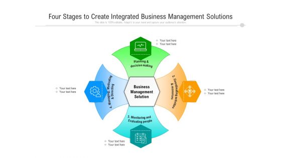 Four Stages To Create Integrated Business Management Solutions Ppt PowerPoint Presentation File Model PDF