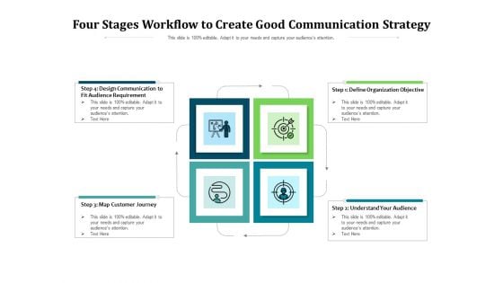 Four Stages Workflow To Create Good Communication Strategy Ppt PowerPoint Presentation Gallery Guide PDF