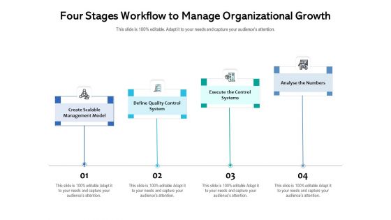Four Stages Workflow To Manage Organizational Growth Ppt PowerPoint Presentation Gallery Example Topics PDF