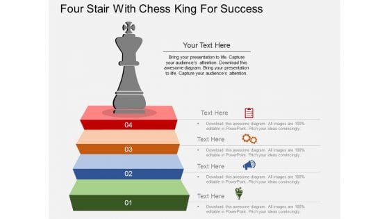 Four Stair With Chess King For Success Powerpoint Template Four Stair With Chess King For Success Powerpoint Template