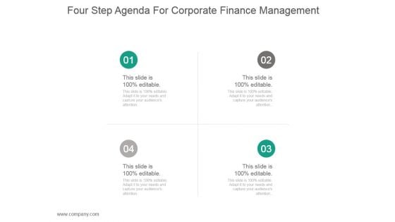 Four Step Agenda For Corporate Finance Management Ppt Sample