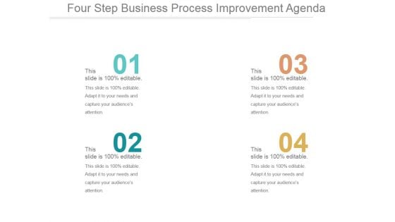 Four Step Business Process Improvement Agenda Ppt PowerPoint Presentation Slides