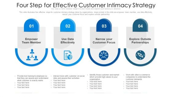 Four Step For Effective Customer Intimacy Strategy Ppt PowerPoint Presentation Gallery Designs Download PDF Four Step For Effective Customer Intimacy Strategy Ppt PowerPoint Presentation Gallery Designs Download PDF