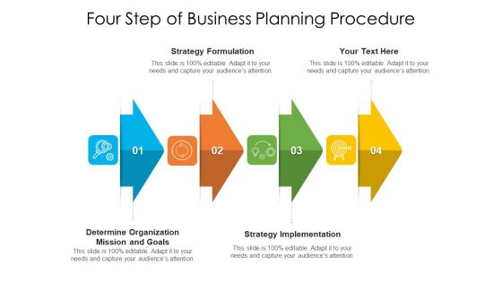 Four Step Of Business Planning Procedure Ppt PowerPoint Presentation File Background Image PDF