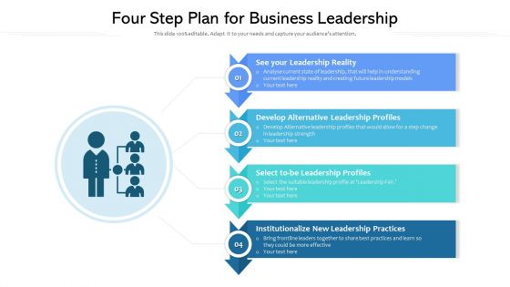 Four Step Plan For Business Leadership Ppt Powerpoint Presentation File Background Designs PDF
