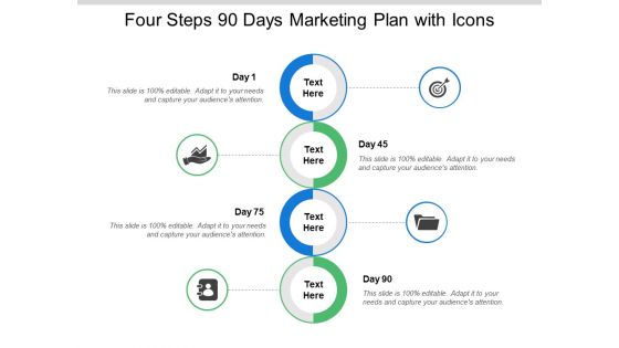 Four Steps 90 Days Marketing Plan With Icons Ppt PowerPoint Presentation Icon Gallery