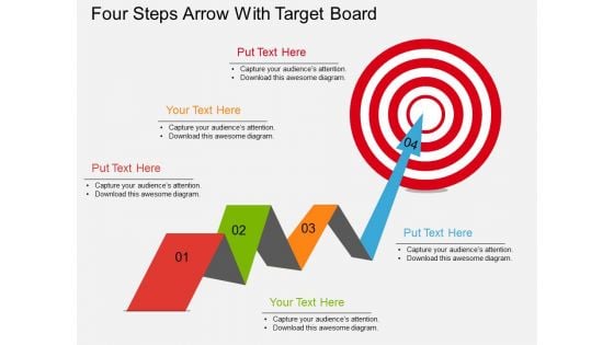 Four Steps Arrow With Target Board Powerpoint Template