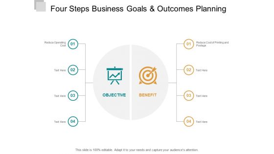 Four Steps Business Goals And Outcomes Planning Ppt PowerPoint Presentation Professional Demonstration