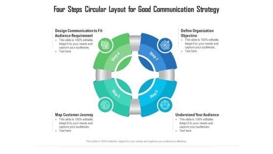 Four Steps Circular Layout For Good Communication Strategy Ppt PowerPoint Presentation File Show PDF