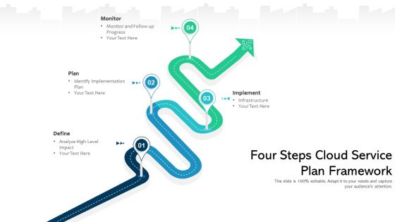 Four Steps Cloud Service Plan Framework Ppt Infographics Inspiration PDF