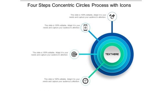 Four Steps Concentric Circles Process With Icons Ppt Powerpoint Presentation Styles Clipart Images
