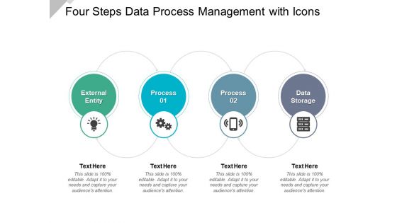 Four Steps Data Process Management With Icons Ppt PowerPoint Presentation Slides Guide