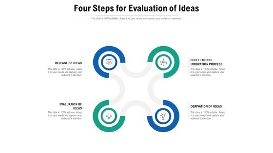 Four Steps For Evaluation Of Ideas Ppt PowerPoint Presentation Gallery Designs Download PDF