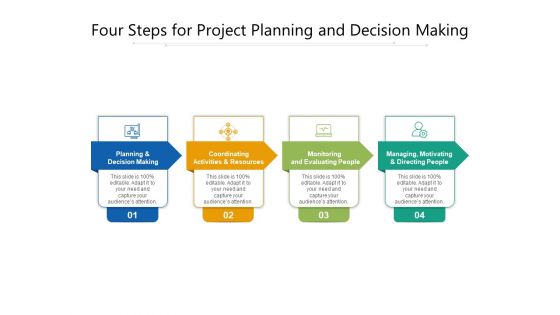 Four Steps For Project Planning And Decision Making Ppt PowerPoint Presentation Summary Backgrounds PDF