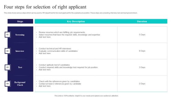 Four Steps For Selection Of Right Applicant Ppt PowerPoint Presentation Gallery Styles PDF Four Steps For Selection Of Right Applicant Ppt PowerPoint Presentation Gallery Styles PDF