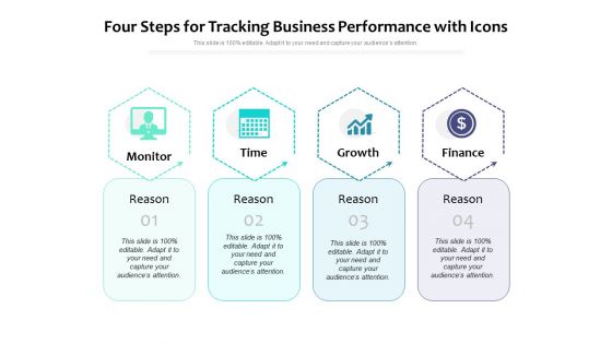 Four Steps For Tracking Business Performance With Icons Ppt PowerPoint Presentation File Styles PDF