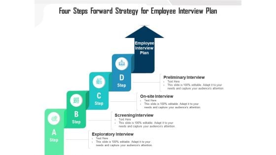 Four Steps Forward Strategy For Employee Interview Plan Ppt PowerPoint Presentation Gallery Influencers PDF