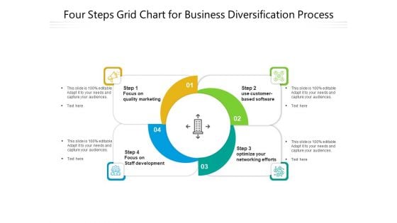 Four Steps Grid Chart For Business Diversification Process Ppt PowerPoint Presentation Gallery Guidelines PDF