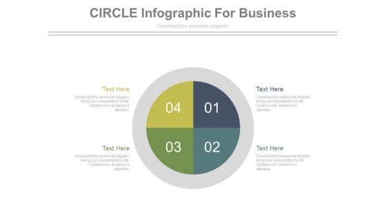 Four Steps In Circle Chart Powerpoint Template