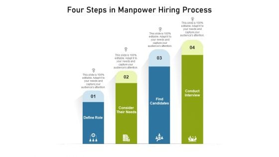 Four Steps In Manpower Hiring Process Ppt PowerPoint Presentation Guide PDF