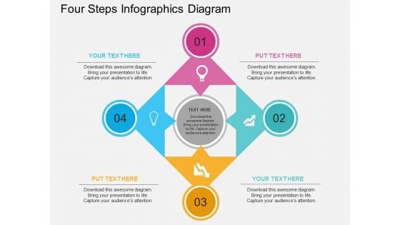 Four Steps Infographics Diagram Powerpoint Template