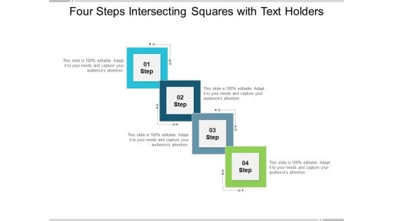 Four Steps Intersecting Squares With Text Holders Ppt PowerPoint Presentation Slides Structure