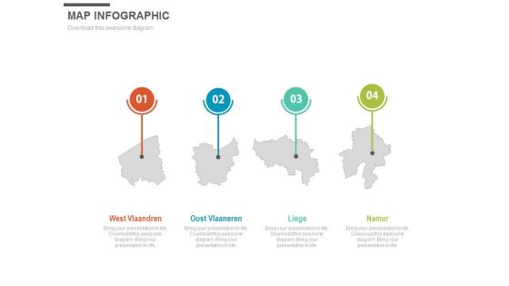 Four Steps Map Diagram For Business Powerpoint Slides