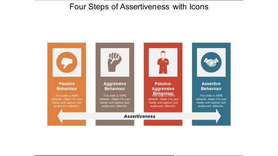 Four Steps Of Assertiveness With Icons Ppt PowerPoint Presentation Gallery Example PDF