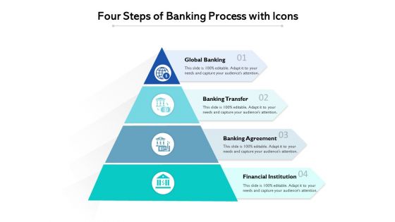 Four Steps Of Banking Process With Icons Ppt PowerPoint Presentation Gallery Microsoft PDF