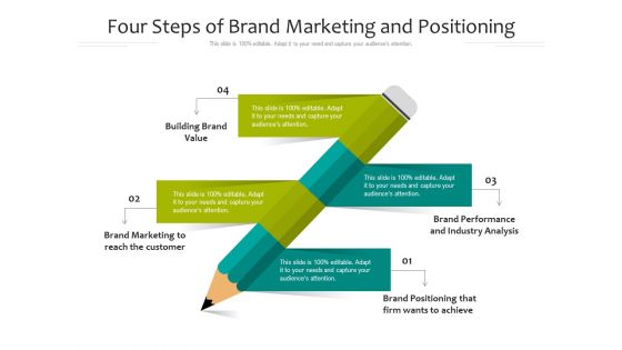 Four Steps Of Brand Marketing And Positioning Ppt PowerPoint Presentation Icon Example PDF