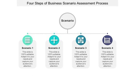 Four Steps Of Business Scenario Assessment Process Ppt PowerPoint Presentation Layouts Demonstration PDF