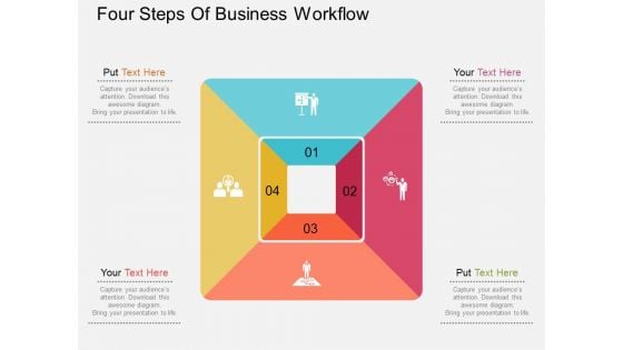 Four Steps Of Business Workflow Powerpoint Templates