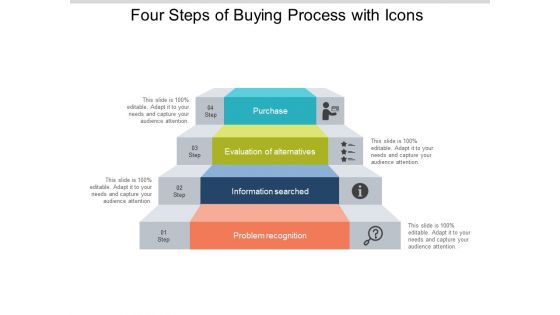 Four Steps Of Buying Process With Icons Ppt PowerPoint Presentation Gallery Smartart