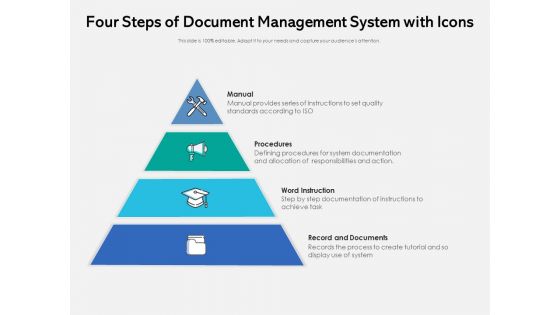 Four Steps Of Document Management System With Icons Ppt PowerPoint Presentation Icon Infographics PDF