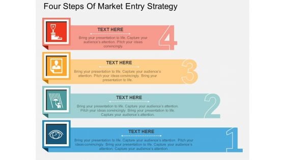 Four Steps Of Market Entry Strategy Powerpoint Template