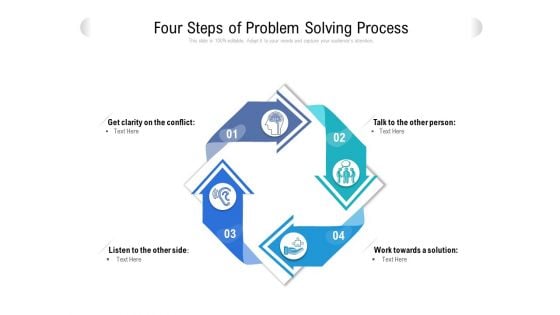 Four Steps Of Problem Solving Process Ppt Summary Icons PDF