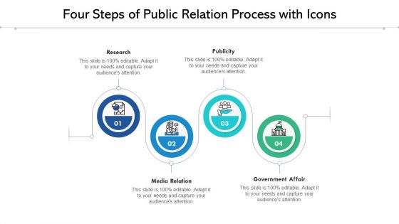 Four Steps Of Public Relation Process With Icons Ppt PowerPoint Presentation File Summary PDF