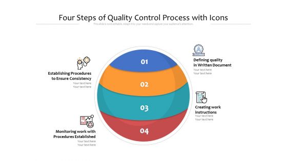 Four Steps Of Quality Control Process With Icons Ppt PowerPoint Presentation File Summary PDF