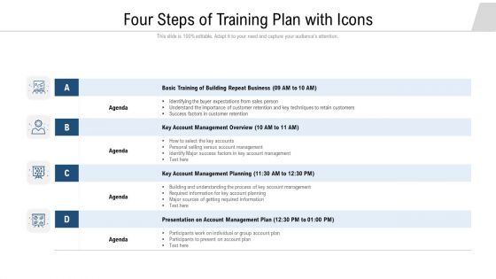 four steps of training plan with icons ppt summary ideas pdf