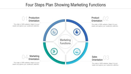 Four Steps Plan Showing Marketing Functions Ppt PowerPoint Presentation File Grid PDF