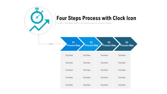 Four Steps Process With Clock Icon Ppt PowerPoint Presentation Gallery Display PDF