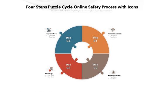 Four Steps Puzzle Cycle Online Safety Process With Icons Ppt PowerPoint Presentation Inspiration Elements PDF
