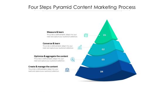 Four Steps Pyramid Content Marketing Process Ppt PowerPoint Presentation Infographic Template Background PDF