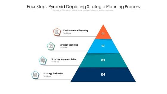 Four Steps Pyramid Depicting Strategic Planning Process Ppt PowerPoint Presentation Gallery Mockup PDF